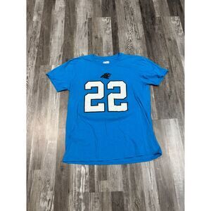 Size Large - NFL Carolina Panther's #22 Christian McCaffery Blue T-shirt